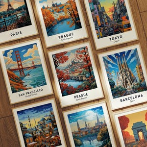 Cartaz de viagem de Praga, República Tcheca, impressão, arte de parede, impressão de cidade, paisagem urbana, arte de viagem, decoração de parede, download digital, presente de viagem imagem 6
