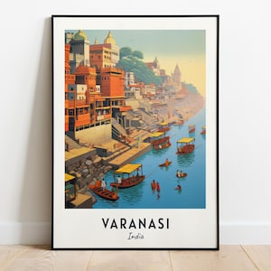 Ganges River Ghats Travel Print Wall Art, Varanasi - India City Print, Ganges River Ghats Travel Gift, Ganges River Ghats Poster, Wall Art