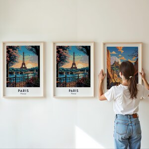 Póster de viaje de París, Francia, impresión de arte de pared, impresión de ciudad, paisaje urbano, obra de arte, decoración de pared de viaje, descarga digital, regalo de viaje imagen 4