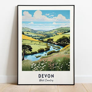 Devon Travel Print Wall Art, Devon - West Country City Print, Devon Travel Gift, Devon City Poster, Digital Download, Travel Gift, Wall Art