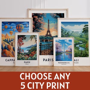 Custom City Prints Set of 5: Personalized Travel Poster Art (Digital Download)