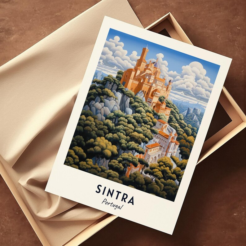 Sintra Travel Poster Pena Palace Wall Art Portugal Print Cityscape Artwork Travel Wall Decor Digital Download Travel Gift image 2