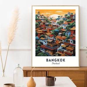 Bangkok Travel Poster Thailand Print Wall Art City Print Cityscape Artwork Travel Wall Decor Digital Download Travel Gift image 5
