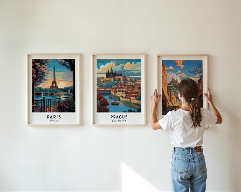 Prague Travel Poster Prague Castle Wall Art Czech Republic Print Cityscape Artwork Travel Wall Decor Digital Download Travel Gift image 3
