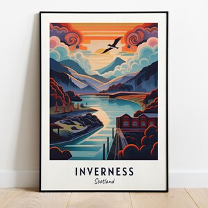 Loch Ness Travel Print Wall Art, Inverness - Scotland City Print, Loch Ness Travel Gift, Loch Ness Poster, Digital Download, Travel Gift