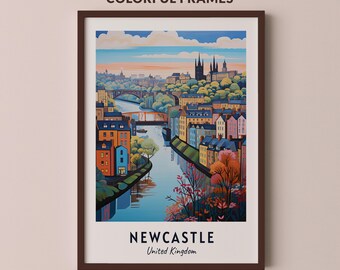 Newcastle Travel Poster United Kingdom Print Wall Art City Print Cityscape Artwork Travel Wall Decor Digital Download Travel Gift