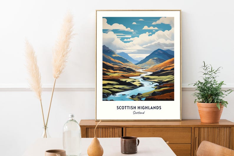 Scottish Highlands Travel Poster Scottish Highlands Scotland Wall Art Scotland Print Cityscape Artwork Travel Wall Decor Digital Download image 6