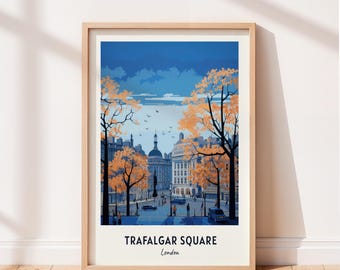 Trafalgar Square Travel Poster Trafalgar Square London Wall Art London Print Cityscape Artwork Travel Wall Decor Digital Download