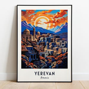 Arte de parede de impressão de viagem de Yerevan, impressão da cidade de Yerevan - Armênia, presente de viagem de Yerevan, pôster da cidade de Yerevan, download digital, presente de viagem
