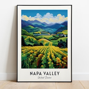 Art mural imprimé voyage Napa Valley, États-Unis, Napa Valley - impression ville États-Unis, Napa Valley, cadeau voyage États-Unis, art mural