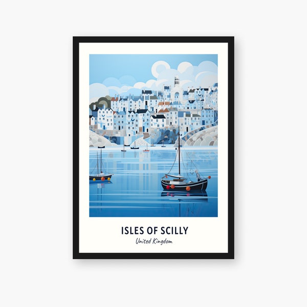 Impression de voyage des Îles Scilly, Îles Scilly - Cadeau de voyage au Royaume-Uni, affiche de la ville imprimable, téléchargement numérique, cadeau de mariage