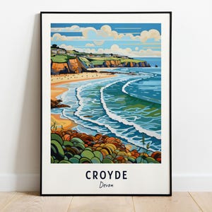 Croyde, Devon Travel Print Wall Art, Croyde - Devon City Print, Croyde, Devon Travel Gift, Croyde, Devon Poster, Digital Download, Wall Art