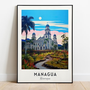 Managua Travel Print Wall Art, Managua - Nicaragua City Print, Managua Travel Gift, Managua City Poster, Digital Download, Travel Gift