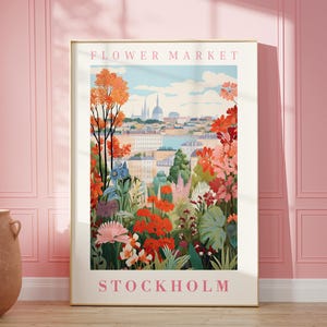 Stockholm Flower Market Poster: Sweden Travel Print, Botanical Wall Art