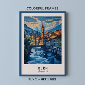 Bern Travel Poster Switzerland Print Wall Art City Print Cityscape Artwork Travel Wall Decor Digital Download Travel Gift