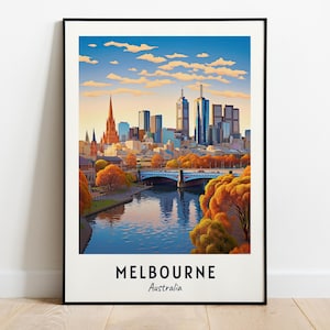 Melbourne Travel Print Wall Art, Melbourne - Australia City Print, Melbourne Travel Gift, Melbourne City Poster, Digital Download, Wall Art