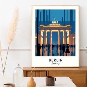 Berlin Brandenburg Gate Print, Germany Architecture Wall Art, Night City Travel Poster, Printable Digital Download image 5
