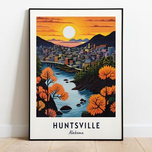 Stampa artistica da parete Huntsville Travel, Huntsville - Stampa della città dell&#39;Alabama, regalo di viaggio Huntsville, poster della città di Huntsville, download digitale