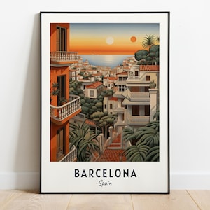 Barcelona Travel Print Wall Art, Barcelona - Spain City Print, Barcelona Travel Gift, Barcelona City Poster, Digital Download, Travel Gift