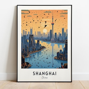 Shanghai Travel Print Wall Art, Shanghai - China City Print, Shanghai Travel Gift, Shanghai City Poster, Digital Download, Travel Gift