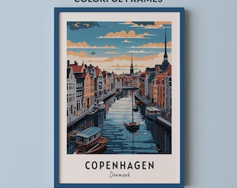 Copenhagen Travel Poster Denmark Print Wall Art City Print Cityscape Artwork Travel Wall Decor Digital Download Travel Gift