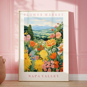 Napa Valley Flower Market Poster: California Botanical Art Print