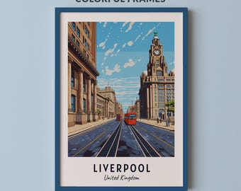 Liverpool Travel Poster United Kingdom Print Wall Art City Print Cityscape Artwork Travel Wall Decor Digital Download Travel Gift