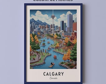 Calgary Travel Poster Canada Print Wall Art City Print Cityscape Artwork Travel Wall Decor Digital Download Travel Gift