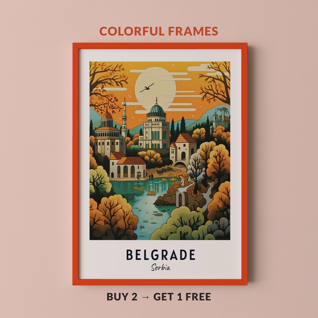 抽象画（版画）【ベオグラード Belgrade】 Belgrade Travel Poster Serbia Print Wall Art City Print Cityscape