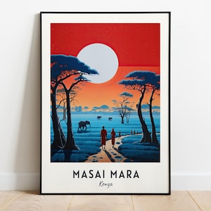 Masai Mara Travel Print Wall Art, Masai Mara - Kenya City Print, Masai Mara Travel Gift, Masai Mara City Poster, Digital Download, Wall Art