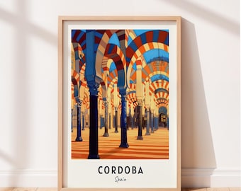 Cordoba Travel Poster Mosque-Cathedral Of Cordoba Wall Art Spain Print Cityscape Artwork Travel Wall Decor Digital Download Travel Gift