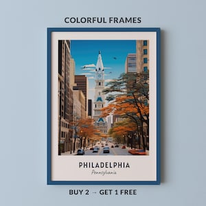 Philadelphia Travel Poster Pennsylvania Print Wall Art City Print Cityscape Artwork Travel Wall Decor Digital Download Travel Gift