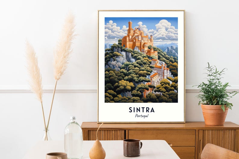 Sintra Travel Poster Pena Palace Wall Art Portugal Print Cityscape Artwork Travel Wall Decor Digital Download Travel Gift image 6