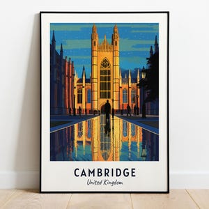 Cambridge Travel Print Wall Art, Cambridge - United Kingdom City Print, Cambridge Travel Gift, Cambridge City Poster, Digital Download