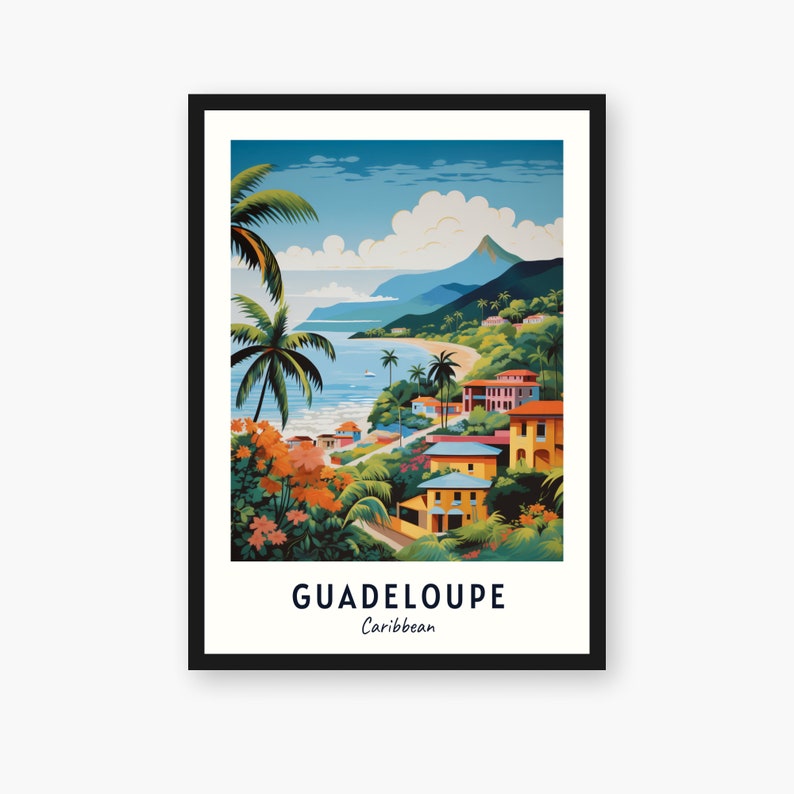 Impression de voyage en Guadeloupe, Guadeloupe cadeau de voyage dans les Caraïbes, affiche imprimable de la ville, téléchargement numérique, cadeau de mariage, cadeau d'anniversaire image 1
