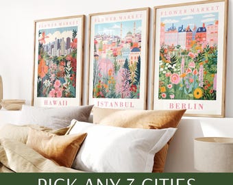 Flower Market Poster Set: Botanical Gallery Wall Art Prints