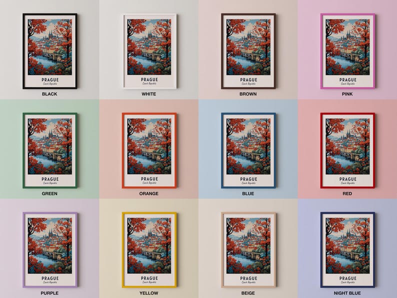 Cartaz de viagem de Praga, República Tcheca, impressão, arte de parede, impressão de cidade, paisagem urbana, arte de viagem, decoração de parede, download digital, presente de viagem imagem 3
