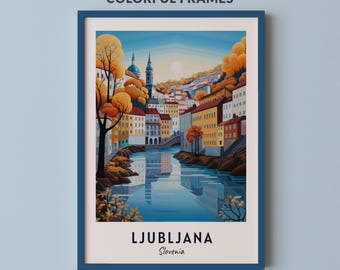 Ljubljana Travel Poster Slovenia Print Wall Art City Print Cityscape Artwork Travel Wall Decor Digital Download Travel Gift