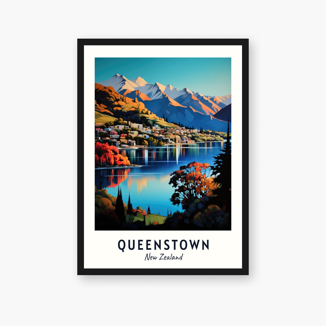 Queenstown Travel Print, Queenstown New Zealand Travel Gift, Printable