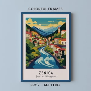 Zenica 旅行ポスター ボスニア・ヘルツェゴビナ プリント 壁アート シティプリント 都市景観アートワーク 旅行壁装飾 デジタルダウンロード 旅行ギフト