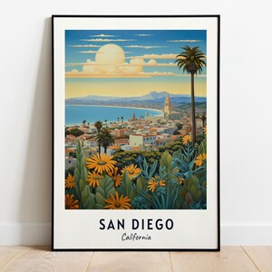 Impresión de arte mural con imágenes de viajes a San Diego, impresión de la ciudad de San Diego, California, regalo de viaje a San Diego, póster de la ciudad de San Diego, descarga digital, arte mural