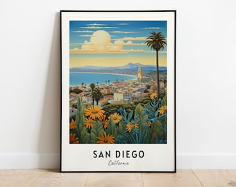 Impresión de arte mural con imágenes de viajes a San Diego, impresión de la ciudad de San Diego, California, regalo de viaje a San Diego, póster de la ciudad de San Diego, descarga digital, arte mural