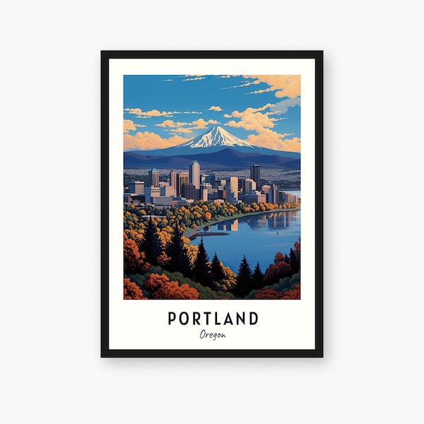 Portland City Print, Portland Travel Poster, Oregon Travel Gift, Portland Digital Download, Oregon Poster, Portland Gift