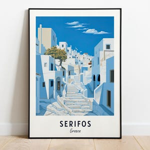 Serifos Travel Poster Greece Print Wall Art City Print Cityscape Artwork Travel Wall Decor Digital Download Travel Gift