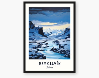 Reykjavík Travel Print, Reykjavík - Iceland Travel Gift, Printable City Poster, Digital Download, Wedding Gift, Birthday Present