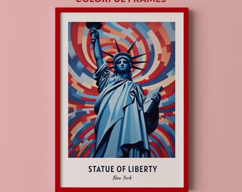 Statue Of Liberty Travel Poster New York Print Wall Art City Print Cityscape Artwork Travel Wall Decor Digital Download Travel Gift