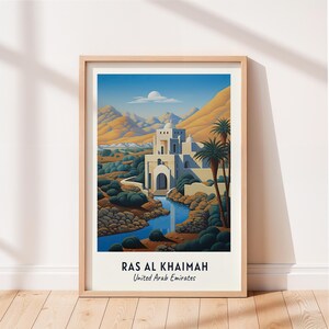 Ras Al Khaimah Travel Poster Jebel Jais Wall Art United Arab Emirates Print Cityscape Artwork Travel Wall Decor Digital Download Travel Gift