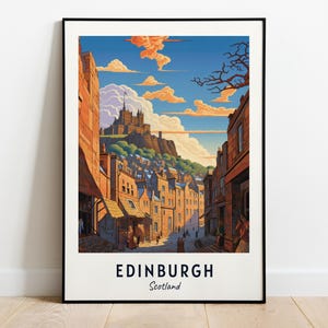 Impresión de arte mural con la ciudad de Edimburgo, impresión de la ciudad de Edimburgo (Escocia), regalo de viaje a Edimburgo, póster de la ciudad de Edimburgo, descarga digital, arte mural