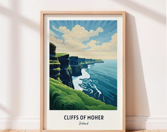 Cliffs of Moher reisposter Cliffs of Moher Ierland kunst aan de muur Ierland afdrukken stadsgezicht artwork reizen muur decor digitale download