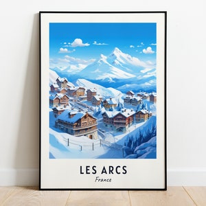 Les Arcs Reise-Druck, Les Arcs Ski Poster, Frankreich Ski Poster, Les Arcs Digitaler Download, Winter Ski Urlaub
